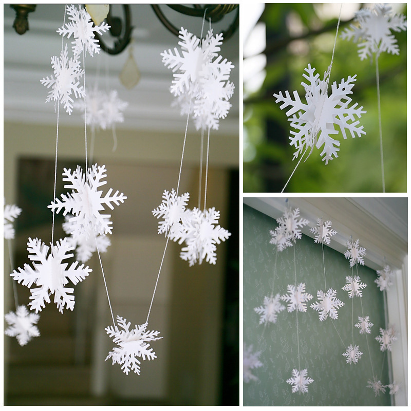 Ga door bijnaam Afwijzen Unieke papieren 3D sneeuwvlok slinger 3 meter - Kerst Must Have